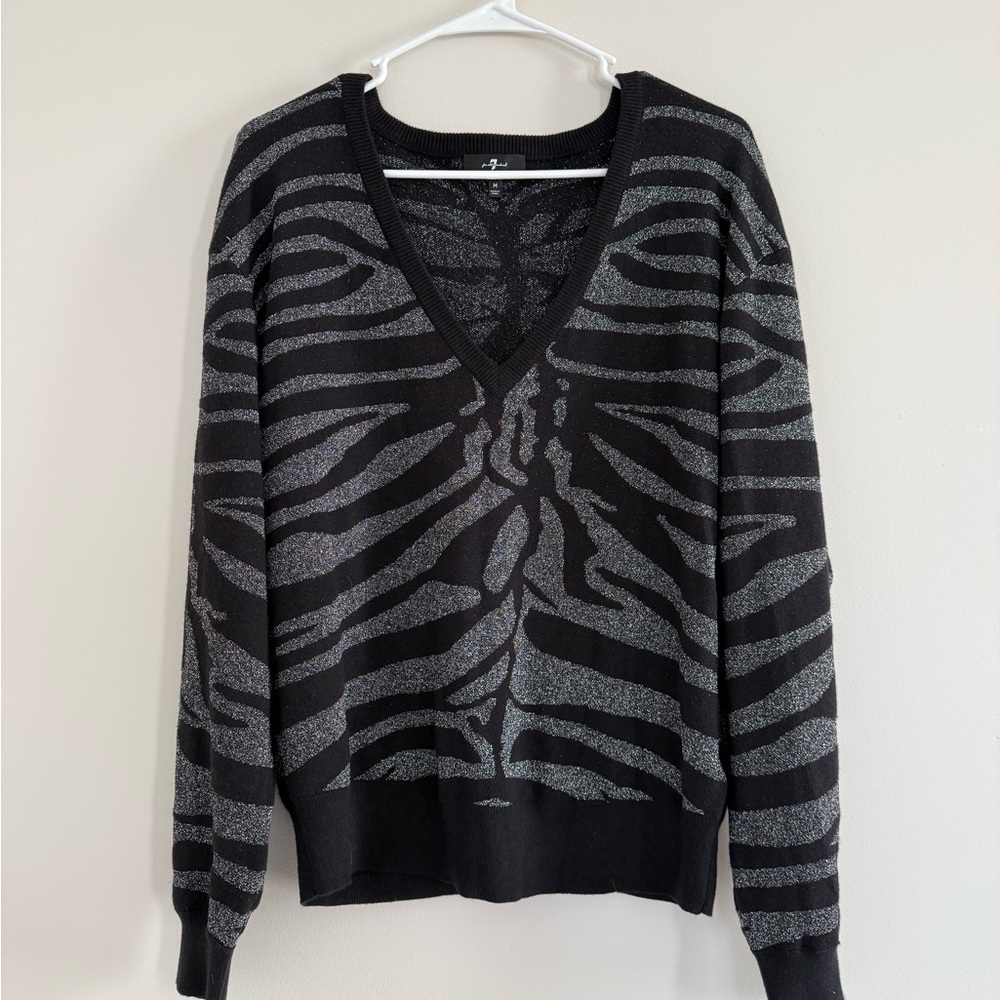 7 For All Mankind Charcoal and Silver Knit Sweater